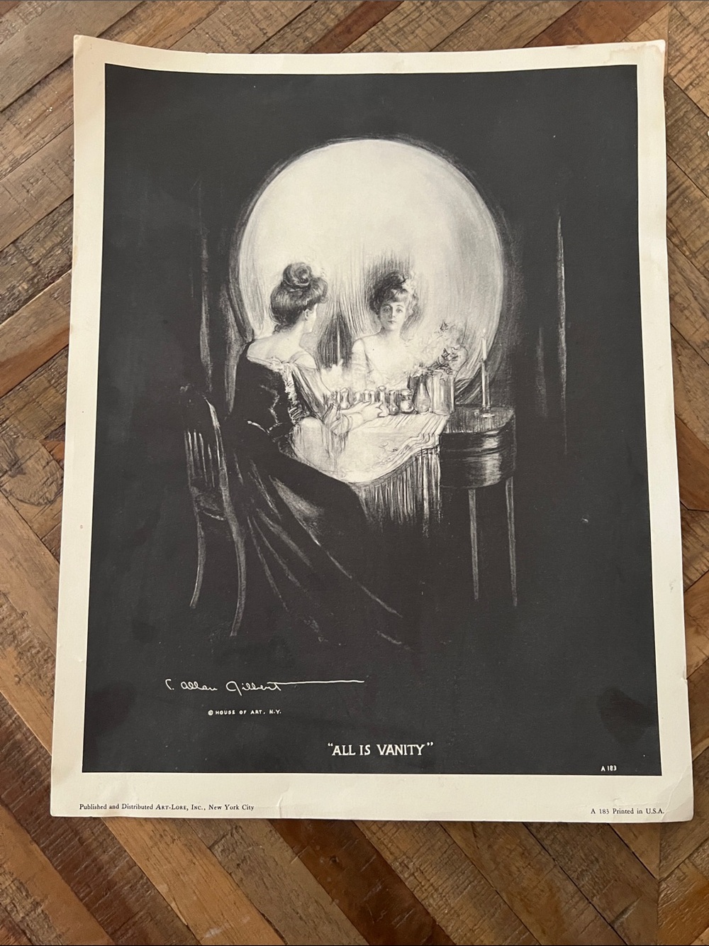 Vintage Black & White 'All Is Vanity' Wall Art Print